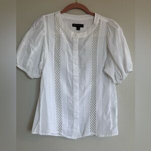 INC International Concepts White Textured Blouse